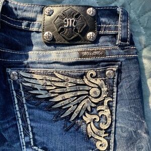 Miss Me Dark Blue Jeans with Silver Embellishments